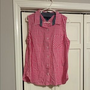 Tommy Hilfiger Pink and White Checkered Shirt